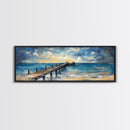 Wooden Dock Sunset Canvas Print Ocean Pier Wall Art Seaside Beach Decor Nautical Artwork Coastal Home Art Large Framed Print