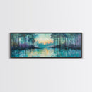 Twilight Lake Canvas Print Tranquil Nature Wall Art, Reflective Water Landscape, Mystical Forest Painting, Serene Bedroom Wall Decor