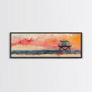 Lifeguard Tower Beach Art, Vibrant Coastal Sunset Painting, Colorful Ocean Wall Decor, Modern Beach House Art, Living Room Wall Art