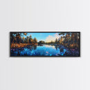 Tranquil Lake Reflection Framed Canvas Print - Nature Landscape Wall Art, Living Room Decor, Serene Water Painting, Cabin Wall Art