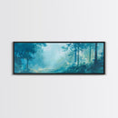 Misty Forest Painting Ethereal Blue Woodland Art Dreamy Nature Landscape Wall Decor Tranquil Aesthetic Bedroom Artwork