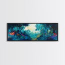Mystical Forest Framed Canvas Print, Enchanted Woods Art, Vibrant Landscape Wall Art, Nature Home Decor, Boho Aesthetic