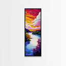 River Valley, Sunset Serenity, Framed Canvas Print, Nature Lover Decor, Cozy Home Art, Rustic Landscape, Bedroom Wall Art