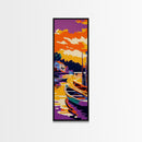 Sunset Boats, Vibrant Lake Scene, Framed Canvas Print, Nautical Wall Art, Living Room Art, Colorful Landscape, Coastal Decor, Cabin Art