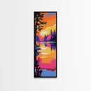 Autumn Pines, Golden Sunset, Framed Canvas Print, Woodland Wall Art, Cozy Nature Decor, Warm Fall Painting, Cabin Living Room Art