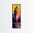 Jumping Fish, Bass Fishing Art, Vibrant Lake Scene, Bold Outdoor Wall Decor, Cabin Aesthetic, Nature Lover Gift, Framed Canvas Print