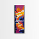 Mountain Reflection, Sunset Lake, Framed Canvas Print, Landscape Wall Art, Nature Home Decor, Serene Outdoor Painting, Bedroom Artwork