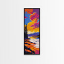 Lakeside Evening, Colorful Nature, Autumn Sunset, Framed Canvas Print, Landscape Wall Art, Living Room Decor, Vibrant Painting