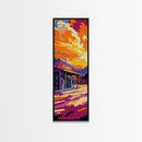 Old Western Town, Golden Sunset, Colorful Landscape, Framed Canvas Print, Rustic Wall Art, Country Home Decor, Warm Fall Aesthetic