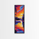 Twilight River, Colorful Reflection, Bold Landscape, Framed Canvas Print, Nature Lover Gift, Vibrant Home Art, Large Wall Art, Boho
