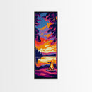Campfire Glow, Sunset Painting, Fall Wall Art, Framed Canvas Print, Cabin Decor, Living Room Art, Outdoor Adventure Print, Nature Art