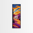 Desert Sunset, Southwest Art, Vibrant Adobe House, Colorful Western Print, Home Decor, Living Room Wall Art, Framed Canvas Print