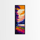 River, Trees, Autumn, Sunset, Framed Canvas Print, Nature Wall Art, Rustic Home Decor, Cabin Art, Fall Landscape, Living Room Wall Art