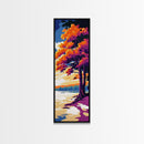 Tree, Orange Leaves, River, Reflection, Canvas Print, Fall Landscape, Rustic Decor, Cabin Wall Art, Vibrant Autumn Art, Office Wall Art