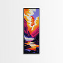 Mountain Sunset, River Reflection, Nature Escape, Framed Canvas Print, Boho Art, Living Room Decor, Scenic Landscape, Vibrant Colors