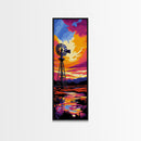 Windmill Reflection, Country Sunset, Rustic Farmhouse Art, Vibrant Nature Scene, Fall Wall Art, Canvas Print, Dining Room Decor