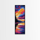 Tranquil Lake Sunset, Framed Canvas Print, Vibrant Reflections, Serene Nature Art, Colorful Wall Decor, Peaceful Home Aesthetic