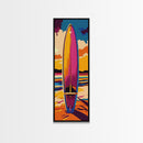 Vibrant Surfboard Art, Framed Canvas Print, Beach Wall Decor, Coastal Living Style, Summer Vibes, Tropical Artwork, Boho Home Decor