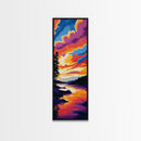Serene Lake Sunset, Framed Canvas Print, Nature Wall Art, Reflective Water Scene, Cabin Decor, Relaxing Home Vibe, Boho Style