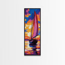Sailboat, Sunset, Ocean, Reflection, Framed Canvas Print, Nautical Wall Art, Living Room Art, Vibrant Wall Print, Summer Art