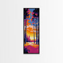 Sunset Forest, Pathway, Framed Canvas Print, Boho Nature Art, Autumn Wall Decor, Living Room Artwork, Forest Painting, Vibrant Art