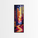 Autumn Forest, Sunset Glow, Framed Canvas Print, Cozy Home Decor, Fall Aesthetic Art, Serene Nature Artwork, Vibrant Tree Painting