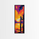 Lake Dock, Rustic, Peaceful, Warm, Framed Canvas Print, Waterfront Art, Cabin Decor, Lodge Wall Art, Living Room Artwork, Sunset Glow