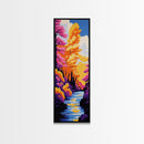 River Landscape, Colorful Trees, Abstract Nature Art, Autumn Scene, Vibrant Wall Art, Eclectic Home Decor, Framed Canvas Print