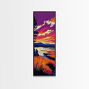 Serene Lakeside, Sunset Reflection, Nature Art, Framed Canvas Print, Vibrant Landscape, Modern Home Decor, Bedroom Wall Art, Bold Colors