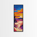 Desert Sunset Path, Warm Scenic Art, Serene Nature Print, Framed Canvas Print, Vibrant Boho Decor, Southwest Landscape, Earthy Tones