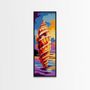 Spiral Shell Art, Ocean Inspired Decor, Coastal Beach House Art, Framed Canvas Print, Nautical Wall Art, Vibrant Marine Aesthetic