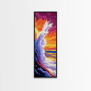 Ocean Wave Crash, Dramatic Seascape, Vibrant Coastal Art, Framed Canvas Print, Nautical Home Decor, Bold Colorful Aesthetic, Beach House