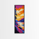 Sunset Shore, Ocean Beach, Coastal Art, Framed Canvas Print, Vibrant Landscape, Boho Wall Art, Bathroom Decor, Nautical Artwork