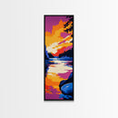 River Sunset, Serene Landscape, Framed Canvas Print, Boho Wall Art, Fall Home Decor, Cabin Wall Art, Rustic Living Room Art