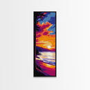 Beach Sunset, Ocean Waves, Vibrant Colors, Framed Canvas Print, Coastal Wall Art, Tropical Art, Bedroom Decor, Summer Painting