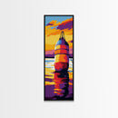 Buoy on Water, Nautical Scene, Sunset Reflection, Ocean Colors, Framed Canvas Print, Coastal Home Decor, Beach House Wall Art, Gift