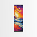 Tropical Sunset, Seaside Art, Colorful Landscape, Framed Canvas Print, Beach House Decor, Modern Coastal Wall Art, Vibrant Art