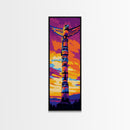 Totem Pole, Sunset Wall Art, Native American Art, Vibrant Home Decor, Tribal Artwork, Living Room Wall Art, Framed Canvas Print