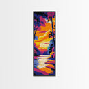 Tropical River, Exotic Nature Art, Vibrant Sunset Painting, Jungle Wall Decor, Boho Living Room Art, Lush Landscape, Canvas Print