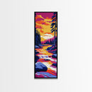 River Sunset, Vibrant Nature Art, Scenic Landscape Painting, Tranquil Home Decor, Cabin Wall Art, Adventure Art, Framed Canvas Print