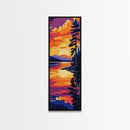 Sunset Reflection, Lake Art, Framed Canvas Print, Nature Wall Decor, Cabin Wall Art, Outdoor Aesthetic, Vibrant Landscape Painting