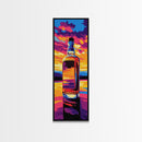Whiskey Bottle Art, Bar Wall Decor, Retro Aesthetic, Canvas Print, Man Cave Decor, Liquor Lover Gift, Vibrant Sunset, Mid-Century Style