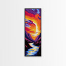 Sunset Canyon, Vibrant Landscape, Colorful Nature, Wall Art, Framed Canvas Print, Living Room Decor, Modern Home Aesthetic