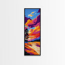 Golden River, Sunset Meadow, Vibrant Sky, Nature Wall Art, Framed Canvas Print, Boho Home Decor, Peaceful Landscape Aesthetic