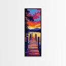 Dock Sunset Reflection, Framed Canvas Print, Lake Wall Art, Nature Decor, Sunset Art, Vibrant Landscape, Modern Art, Large Wall Art