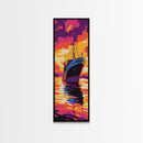 Fishing Boat, Vibrant Seascape, Nautical Wall Art, Framed Canvas Print, Ocean Sunset, Coastal Home Decor, Bold Color Painting