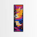 Forest Lake, Sunset Landscape Art, Wilderness Wall Decor, Framed Canvas Print, Living Room Art, Cabin Aesthetic, Rustic Decor