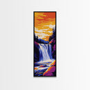 Waterfall Sunset, Bold Nature Art, Outdoor Lover Gift, Framed Canvas Print, Vibrant Landscape, Living Room Wall Decor, Cabin Art