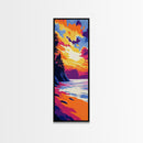 Serene Beach, Ocean Sunset Art, Coastal Home Decor, Colorful Seascape Painting, Modern Wall Art, Canvas Print, Living Room Art