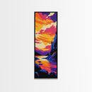 Colorful Cliffside, Bold Nature Art, Vibrant Landscape, Sunset Painting, Modern Wall Decor, Home Accent, Office Space, Canvas Print